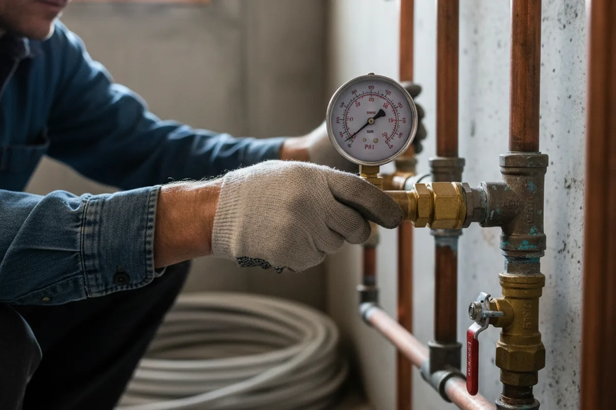 Pressure testing a repaired line during Water Line Repair in Jonancy